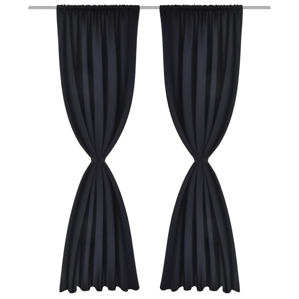2 pcs Black Slot-Headed Blackout Curtains 135 x 245 cm