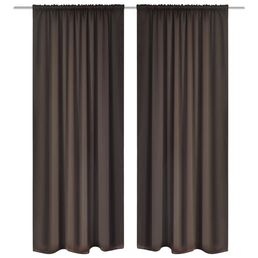 2 pcs Brown Slot-Headed Blackout Curtains 135 x 245 cm