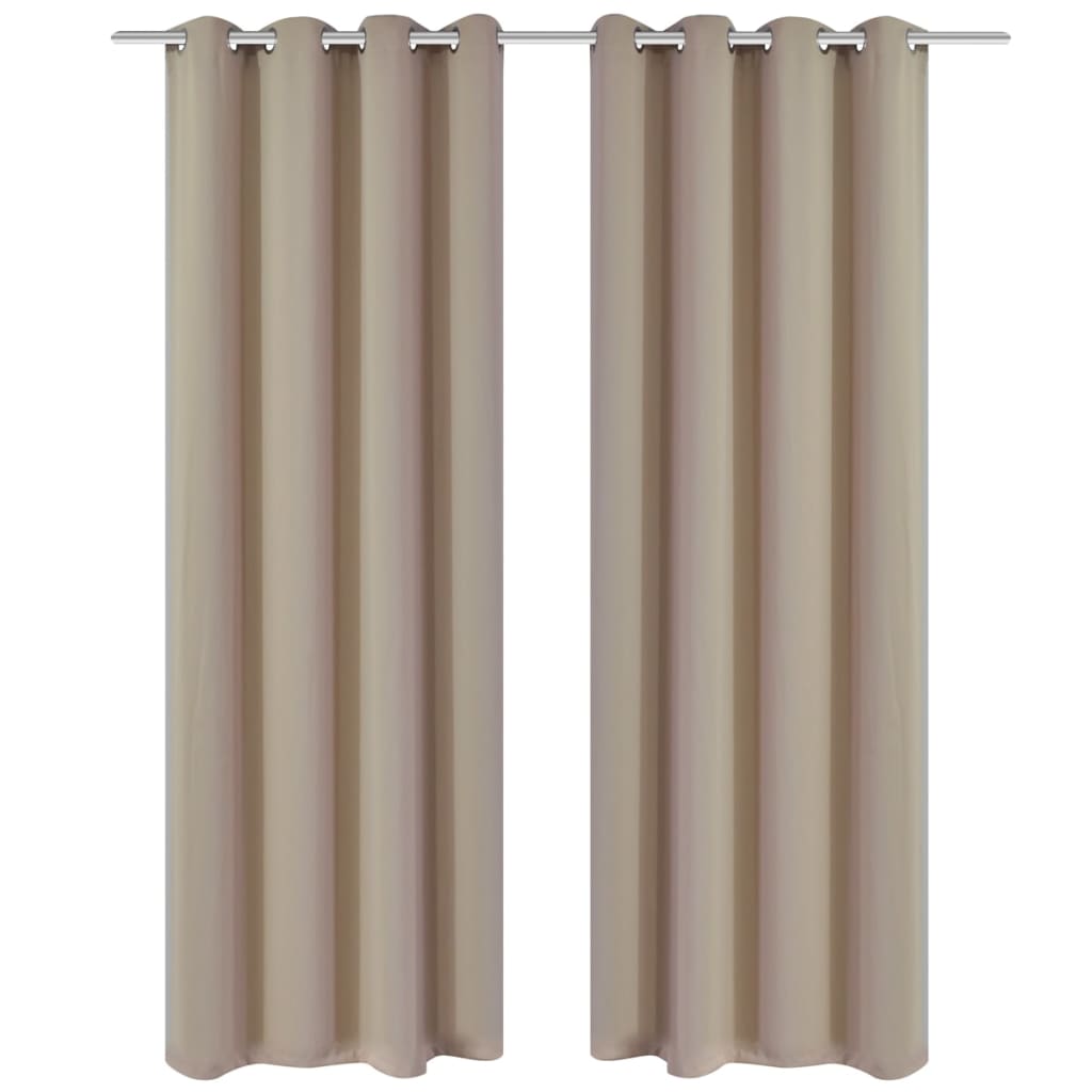 2 pcs Cream Blackout Curtains with Metal Rings 135 x 245 cm