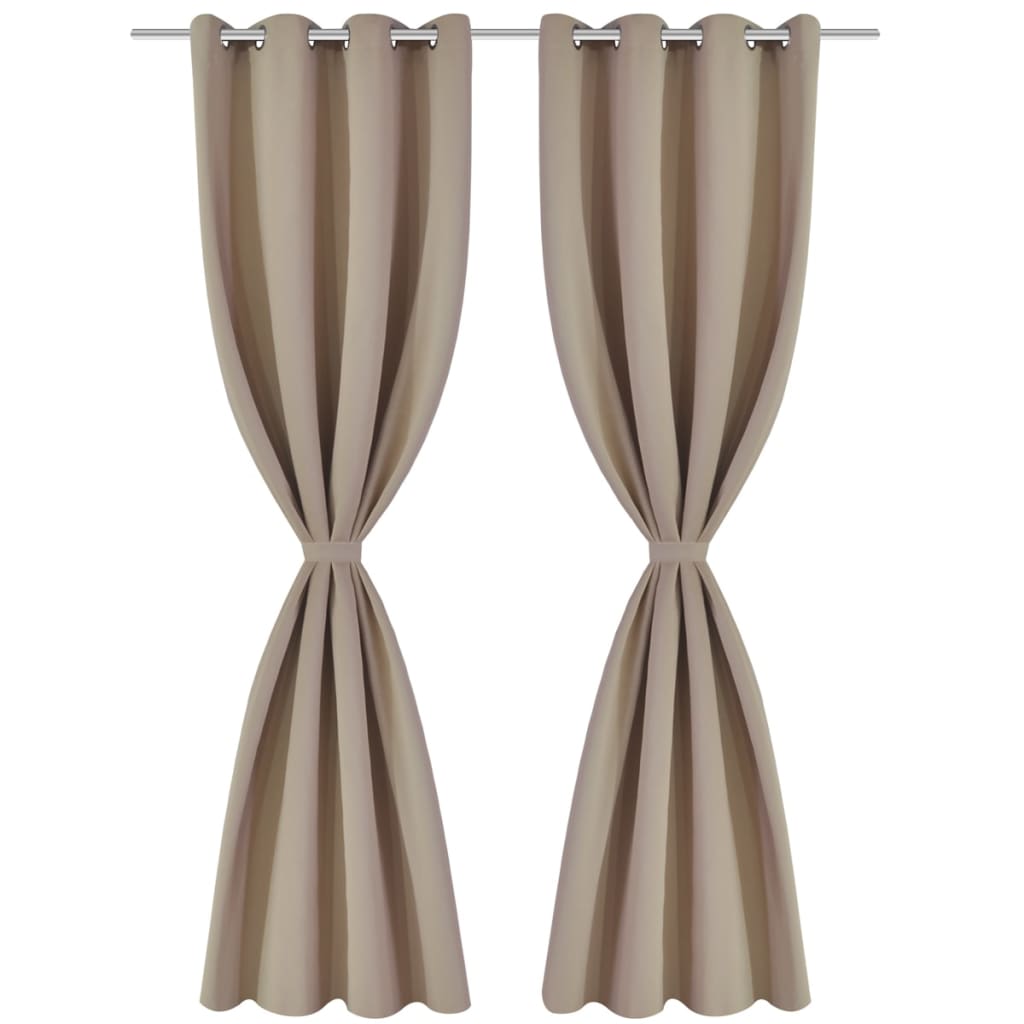 2 pcs Cream Blackout Curtains with Metal Rings 135 x 245 cm