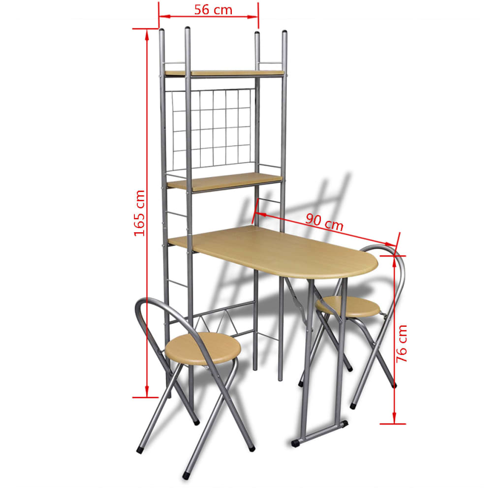 Foldable Breakfast Bar Set with 2 Chairs