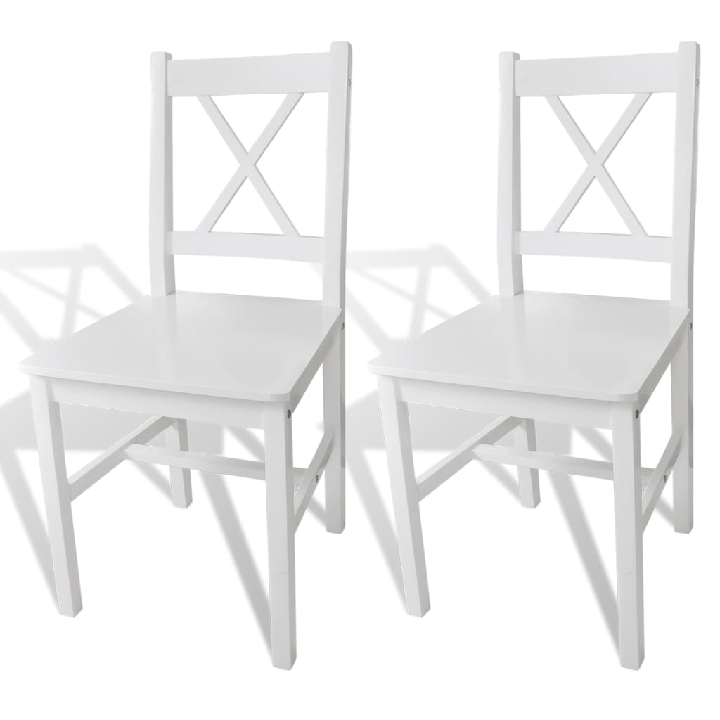 vidaXL Dining Chairs 2 pcs White Pinewood