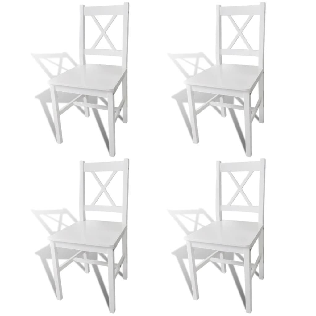 vidaXL Dining Chairs 4 pcs White Pinewood