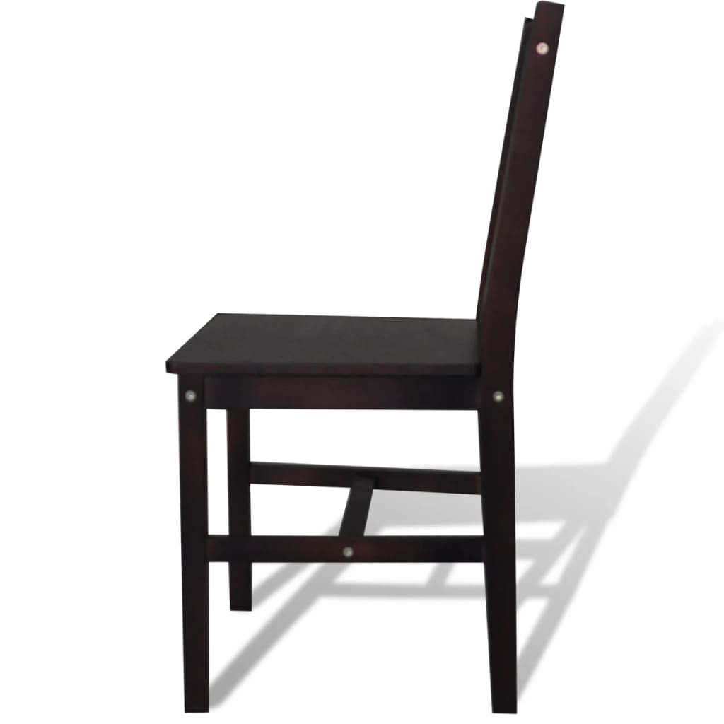 vidaXL Dining Chairs 2 pcs Dark Brown Pinewood