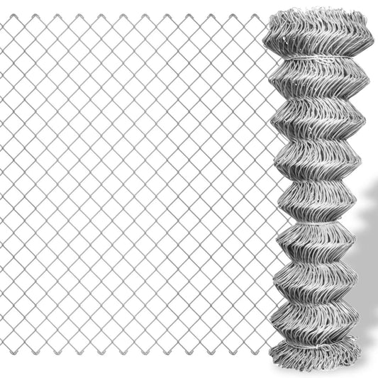 vidaXL Chain Link Fence Galvanised Steel 15x0.8 m Silver