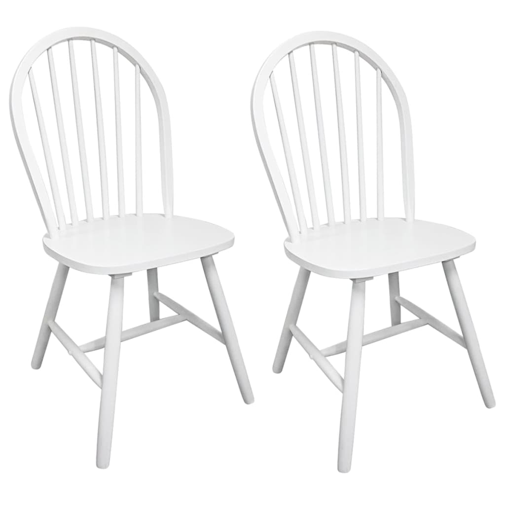 vidaXL Dining Chairs 2 pcs White Solid Rubber Wood