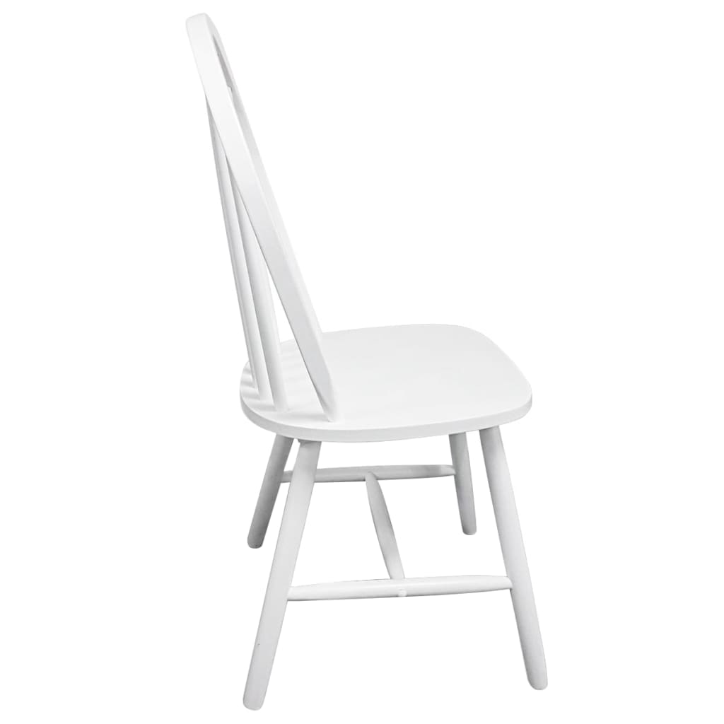 vidaXL Dining Chairs 2 pcs White Solid Rubber Wood