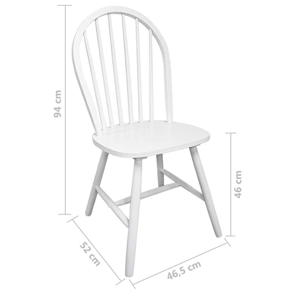 vidaXL Dining Chairs 2 pcs White Solid Rubber Wood