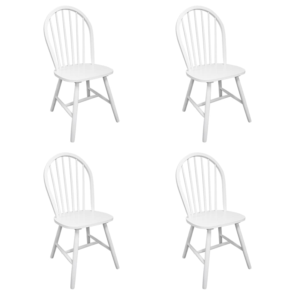 vidaXL Dining Chairs 4 pcs White Solid Rubber Wood