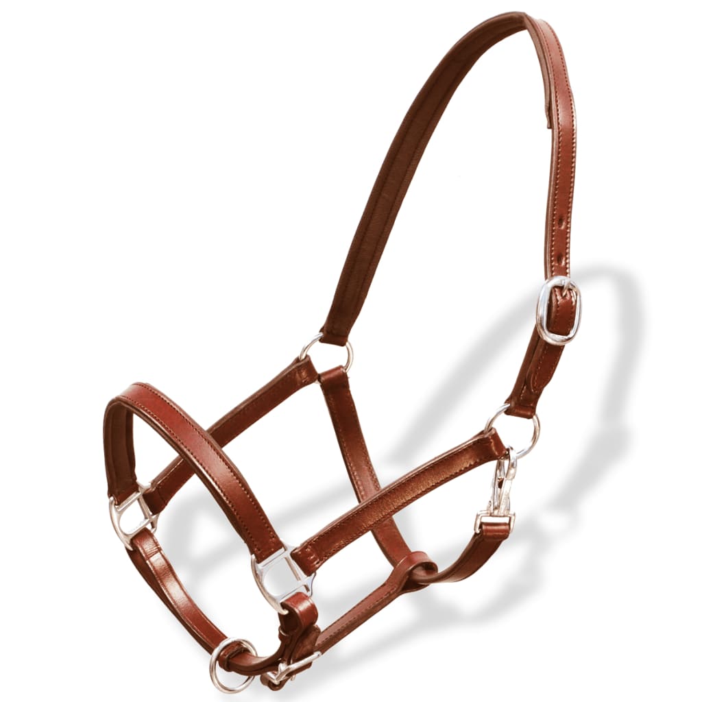 Real Leather Headcollar Stable Halter Adjustable Brown Pony - Upclimb Ltd