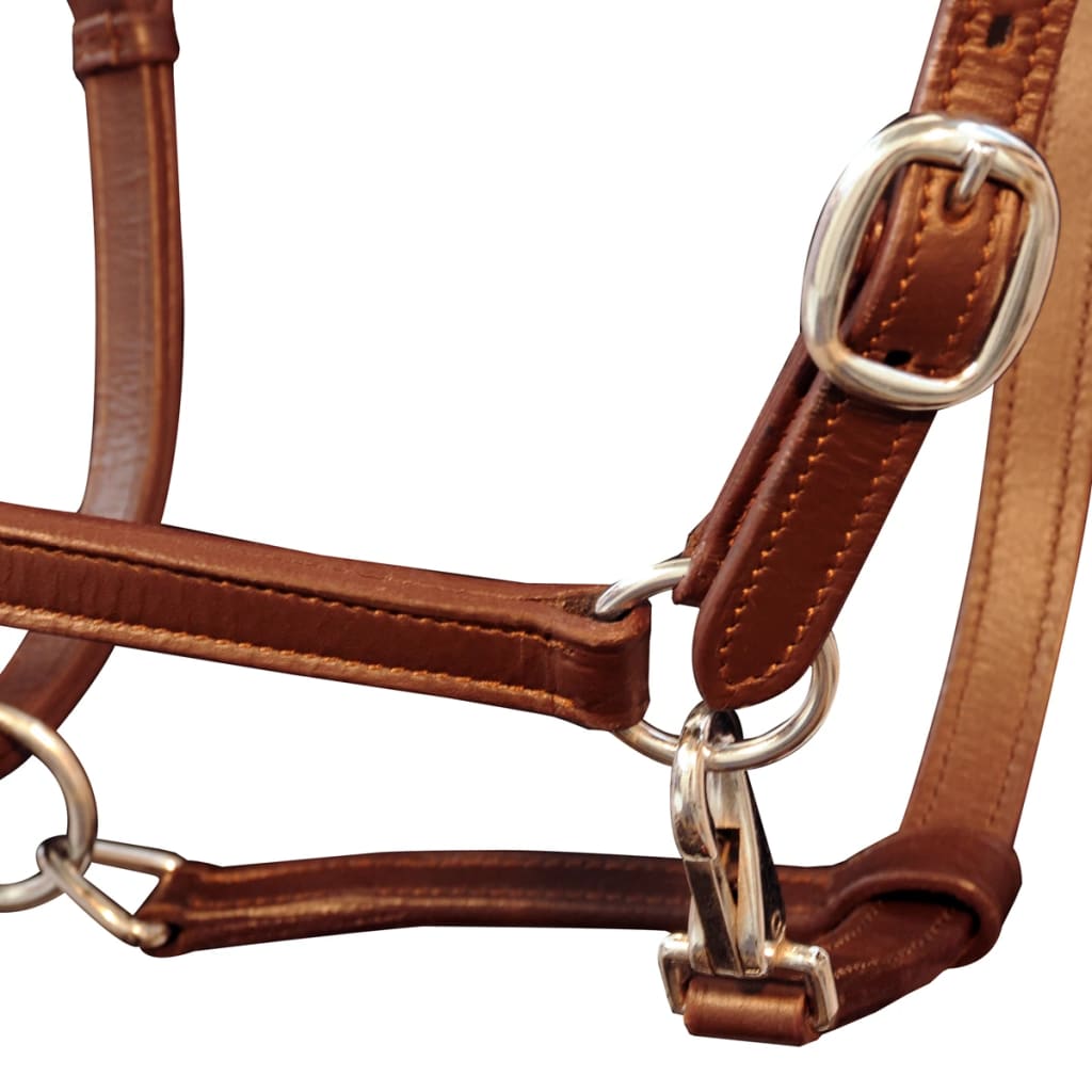 Real Leather Headcollar Stable Halter Adjustable Brown Pony - Upclimb Ltd