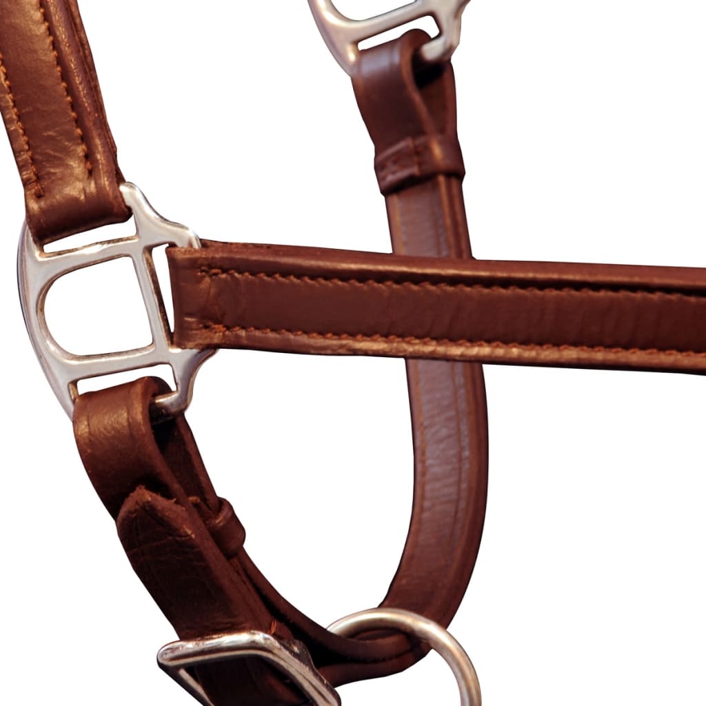 Real Leather Headcollar Stable Halter Adjustable Brown Pony - Upclimb Ltd