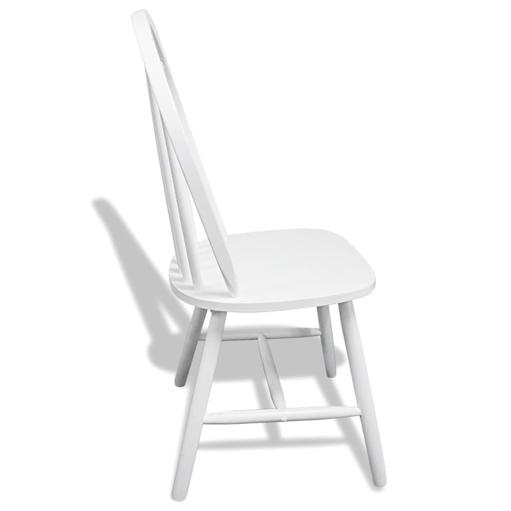 vidaXL Dining Chairs 6 pcs White Solid Rubber Wood