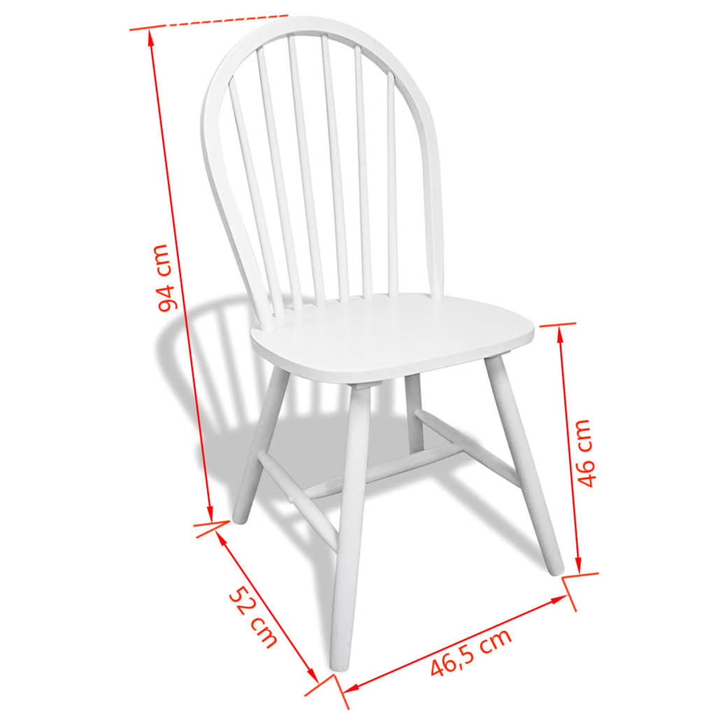 vidaXL Dining Chairs 6 pcs White Solid Rubber Wood