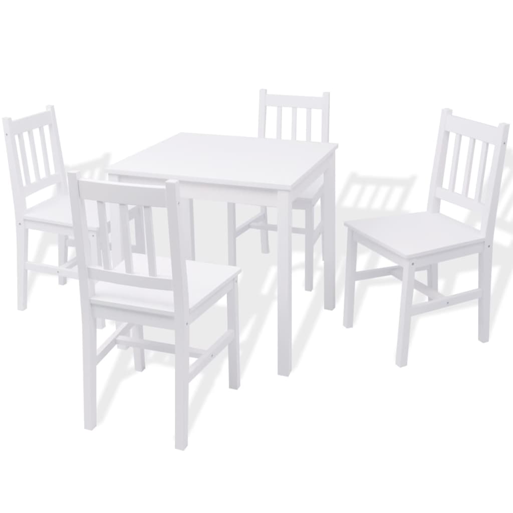 vidaXL Five Piece Dining Set Pinewood White