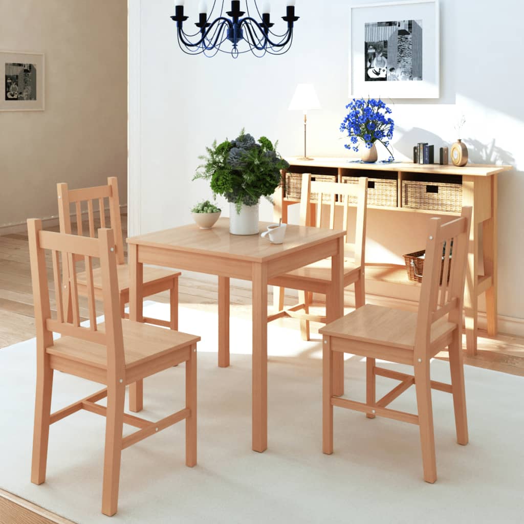 vidaXL Five Piece Dining Set Pinewood