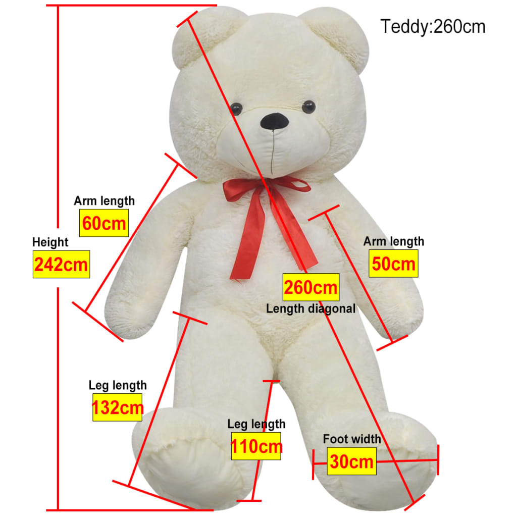 Teddybeer Knuffel Pluche Wit 242 cm