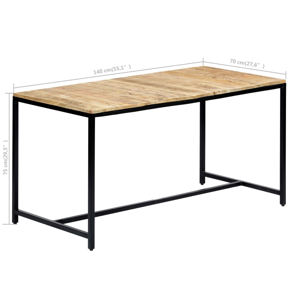 vidaXL Dining Table 140x70x75 cm Solid Rough Mango Wood