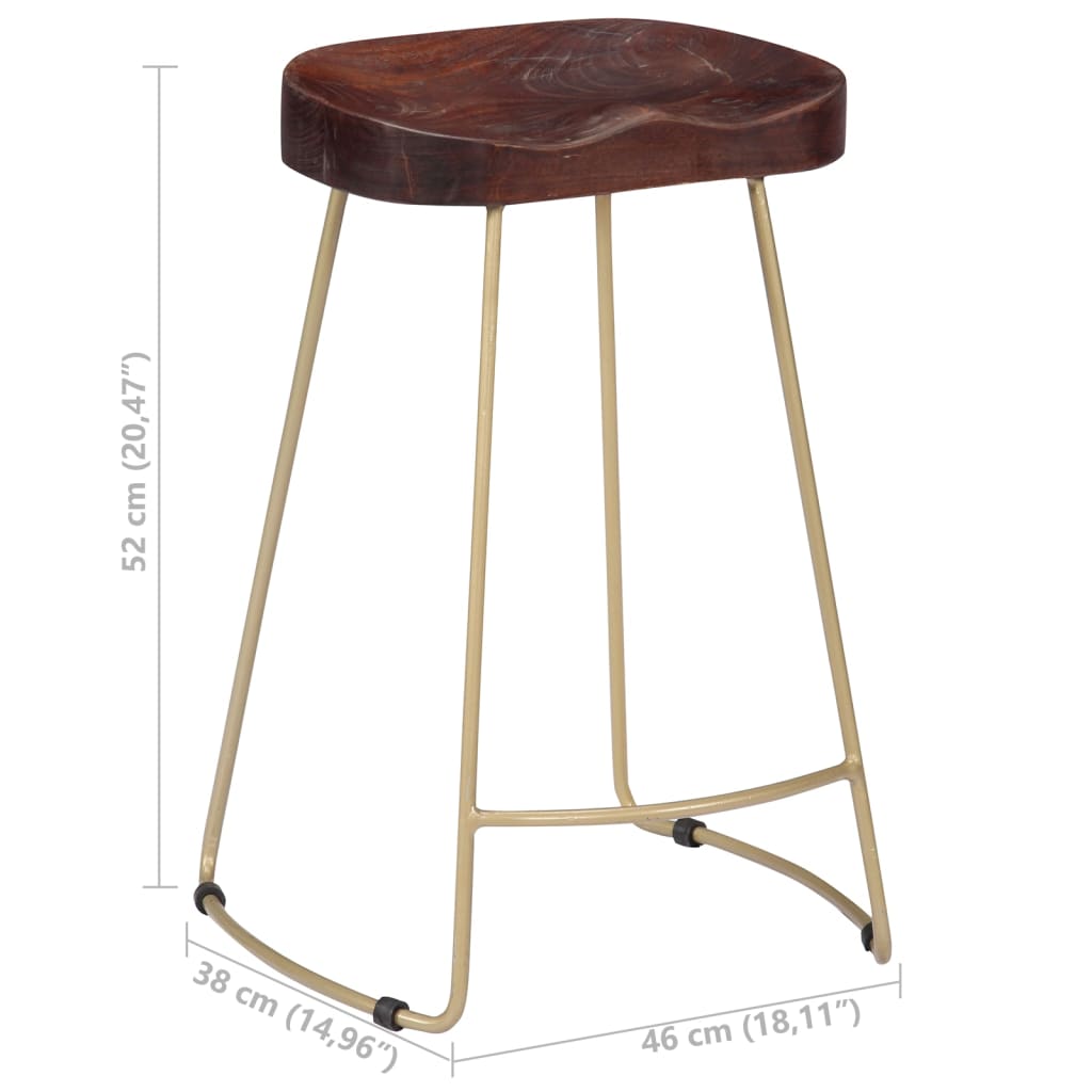 vidaXL Gavin Bar Stools 2 pcs Solid Mango Wood