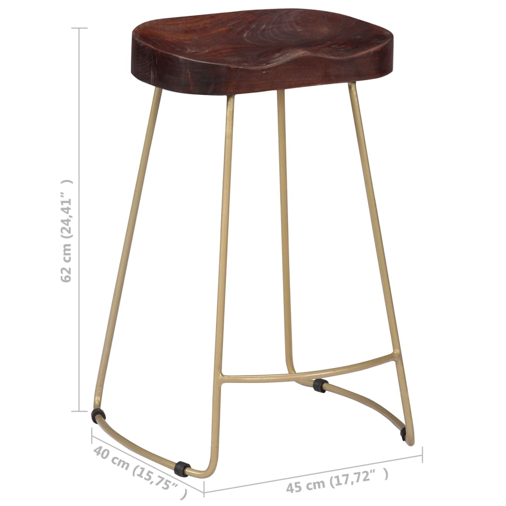 vidaXL Gavin Bar Stools 2 pcs Solid Mango Wood