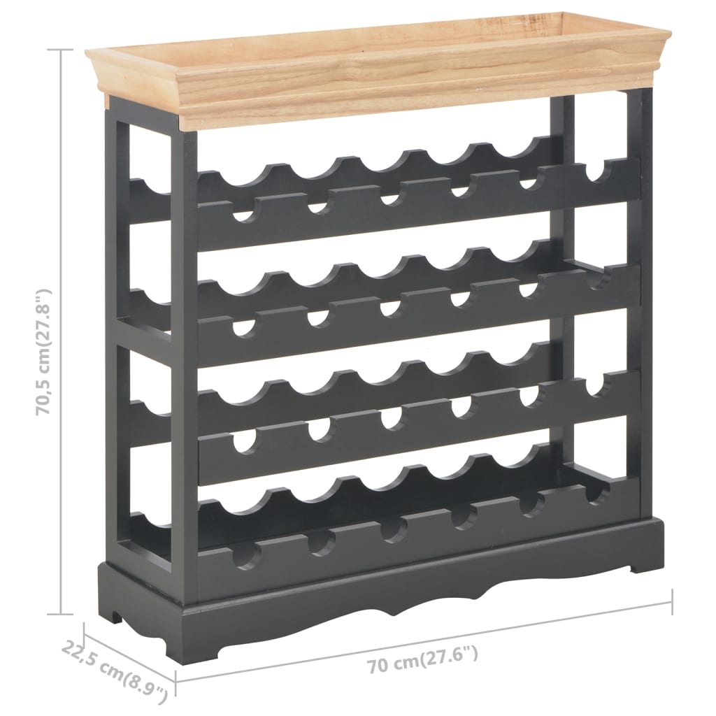 vidaXL Wine Cabinet Black 70x22.5x70.5 cm MDF