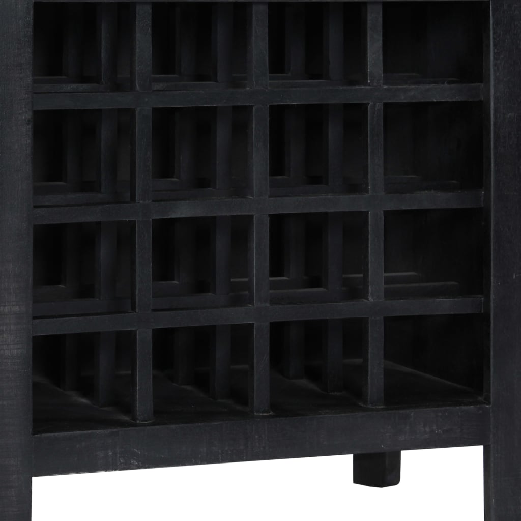 vidaXL Wine Rack Black 56x35x75 cm Solid Mango Wood