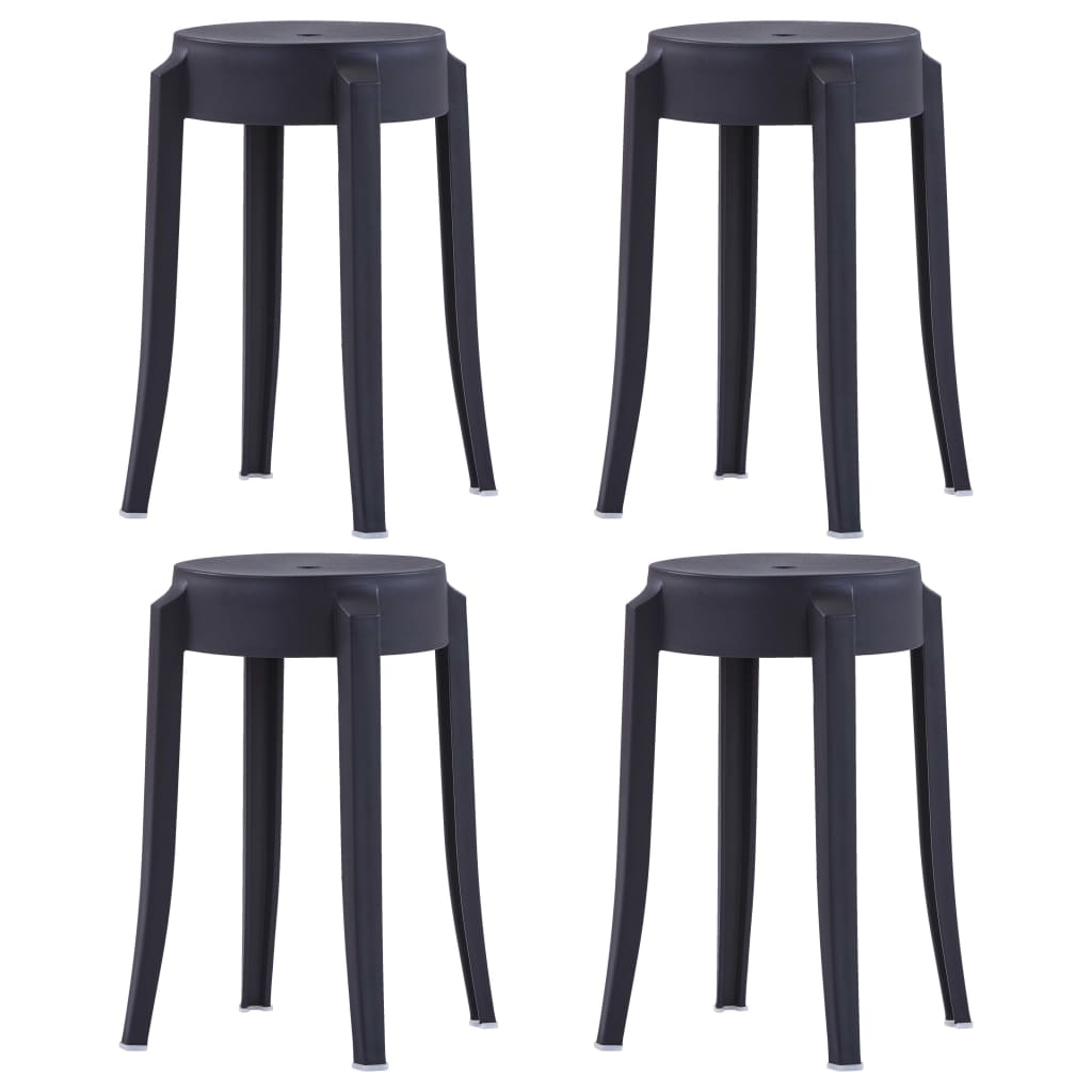 vidaXL Stackable Stools 4 pcs Black Plastic