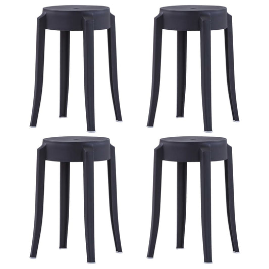 vidaXL Stackable Stools 4 pcs Black Plastic