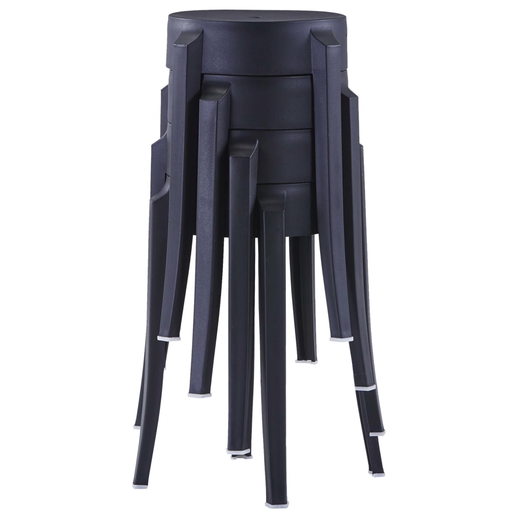 vidaXL Stackable Stools 4 pcs Black Plastic