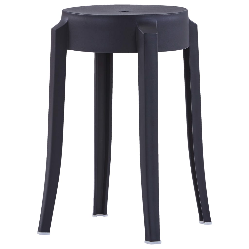 vidaXL Stackable Stools 4 pcs Black Plastic