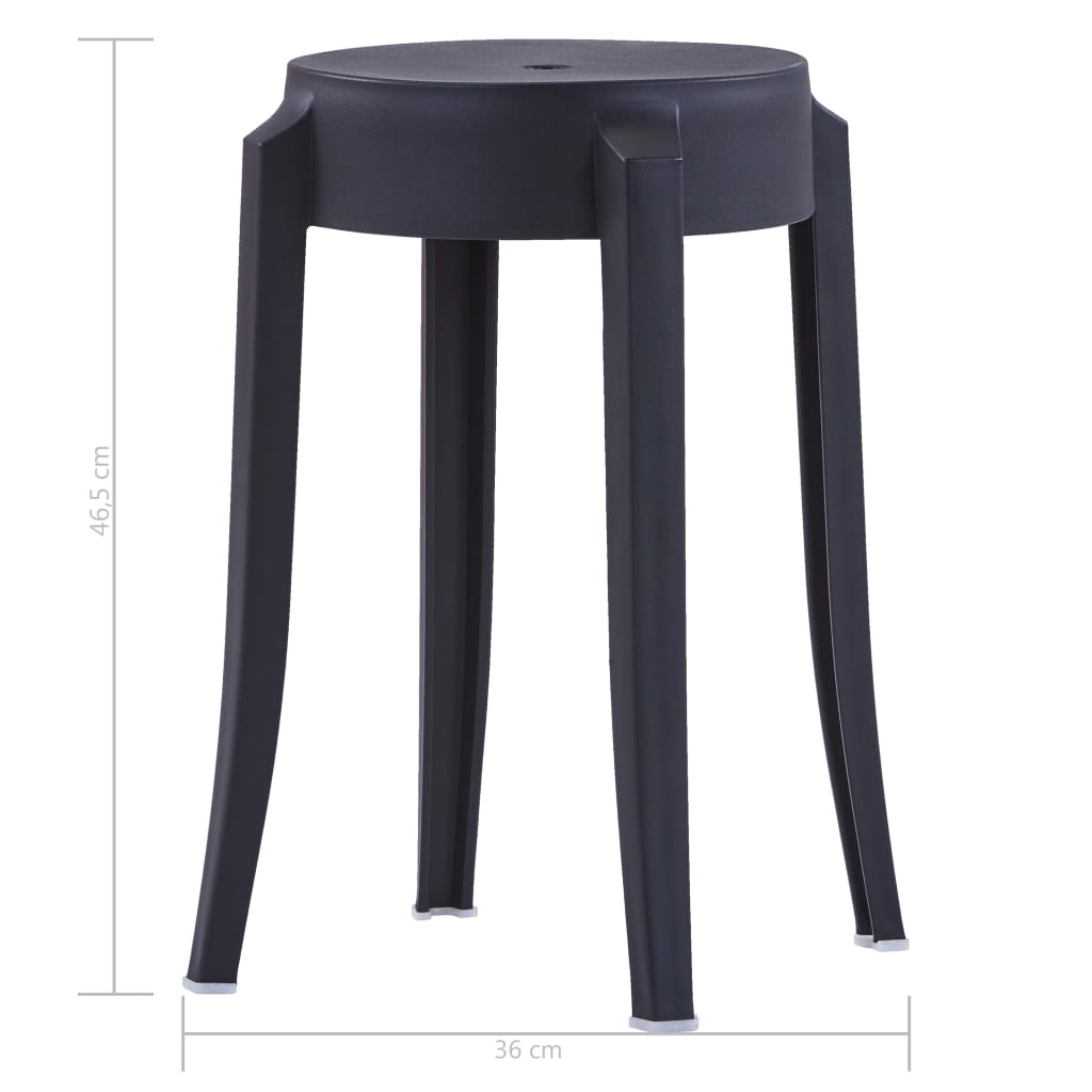 vidaXL Stackable Stools 4 pcs Black Plastic