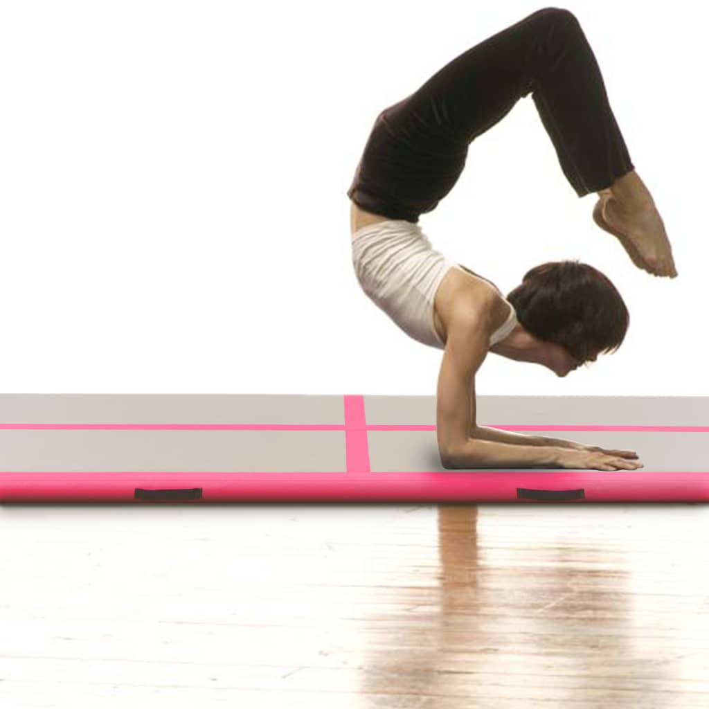 Inflatable Gymnastics Mat with Pump 600x100x10 cm PVC Pink - Upclimb Ltd