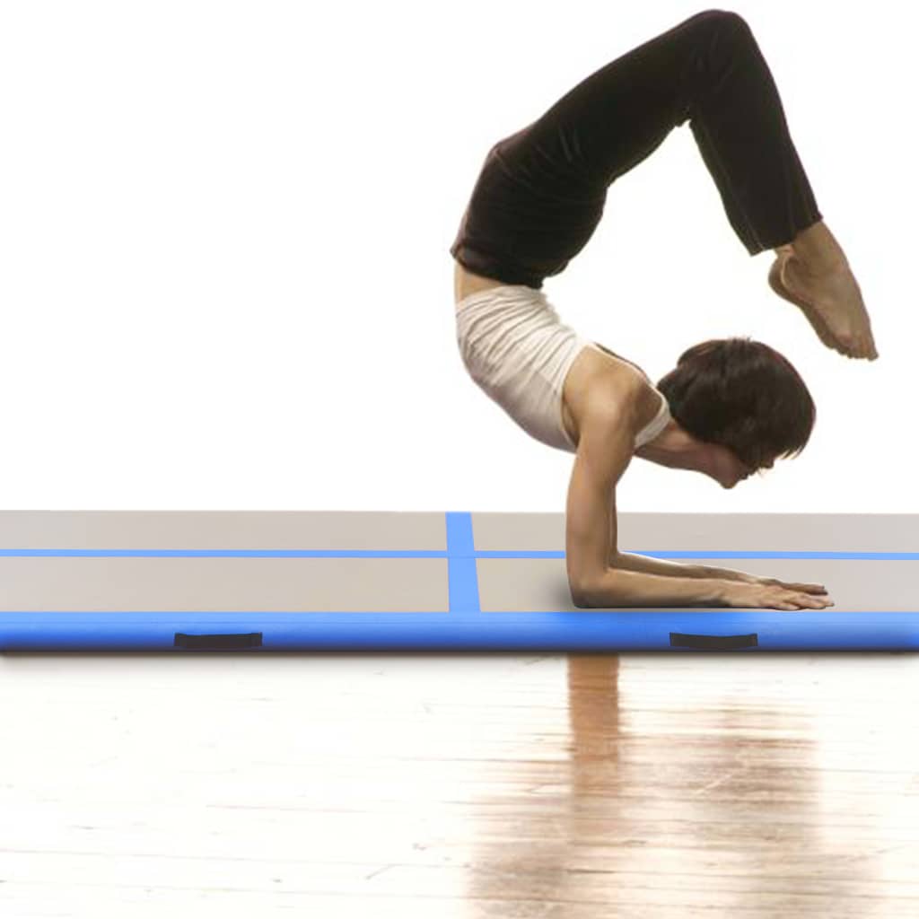 Inflatable Gymnastics Mat with Pump 600x100x10 cm PVC Blue - Upclimb Ltd