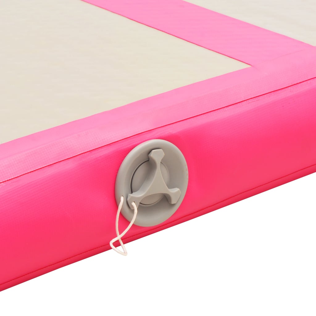 Inflatable Gymnastics Mat with Pump 700x100x10 cm PVC Pink - Upclimb Ltd