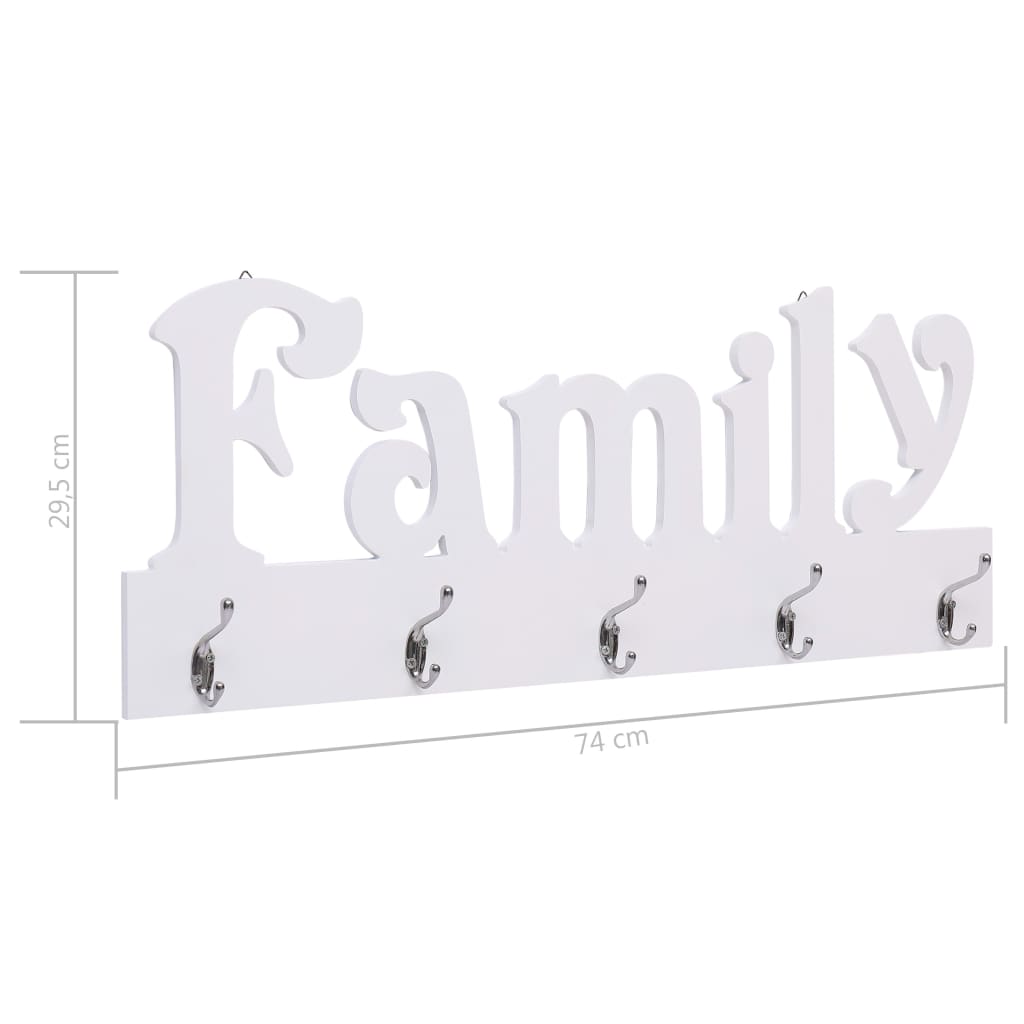 vidaXL Wall Mounted Coat Rack FAMILY 74x29.5 cm