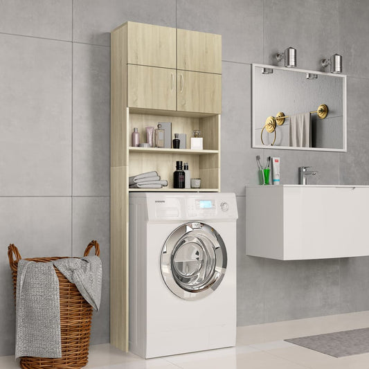 vidaXL Washing Machine Cabinet Sonoma Oak 64x25.5x190 cm Engineered Wood