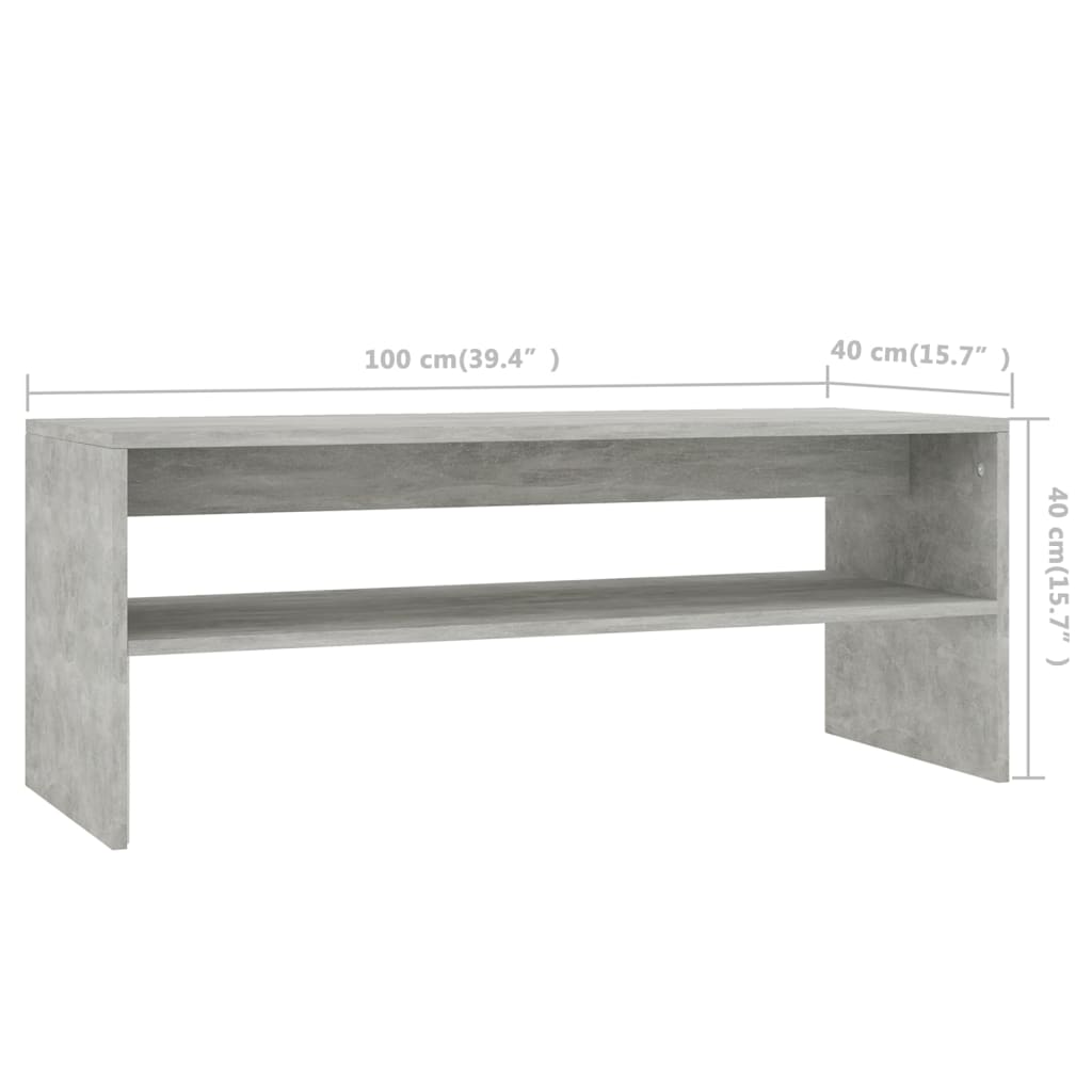 Table Basse Béton Gris 100x40x40 cm Bois D'ingénierie