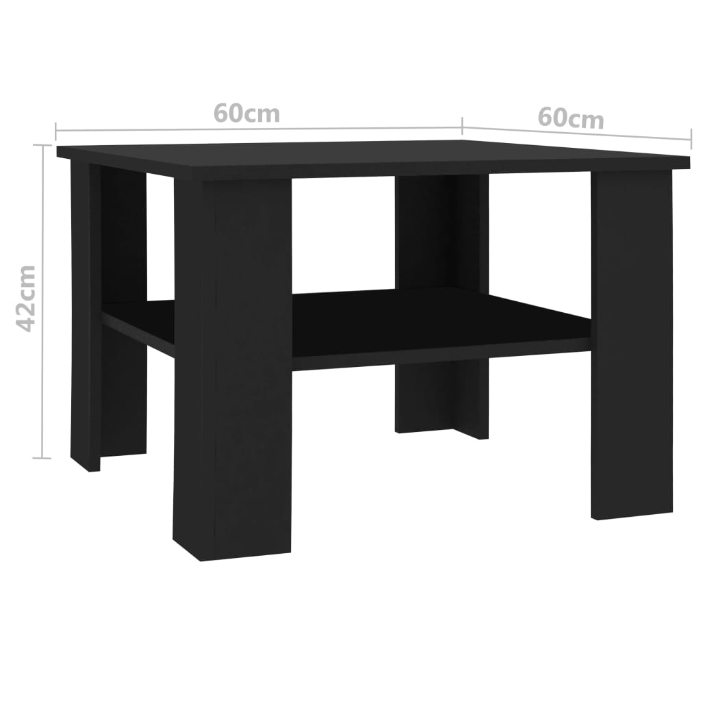 vidaXL Coffee Table Black 60x60x42 cm Engineered Wood