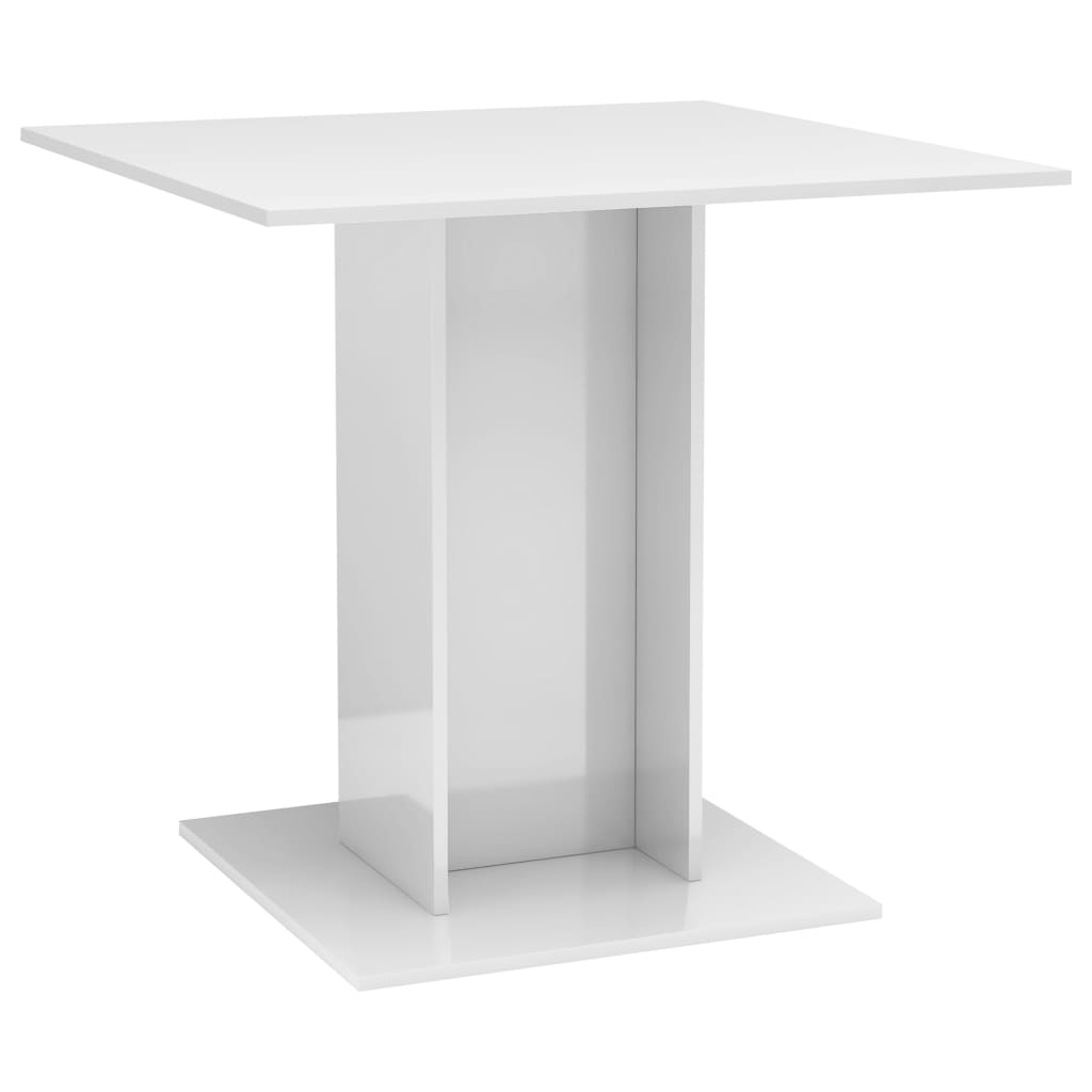 Table à manger en bois d'ingénierie blanc brillant 80x80x75 cm