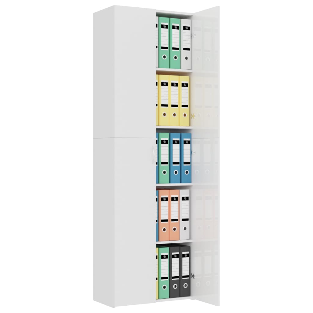 vidaXL Office Cabinet High Gloss White 60x32x190 cm Engineered Wood