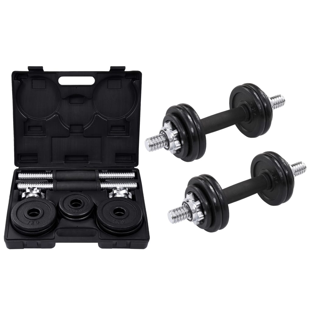 vidaXL 19 Piece Dumbbell Set 15 kg Cast Iron