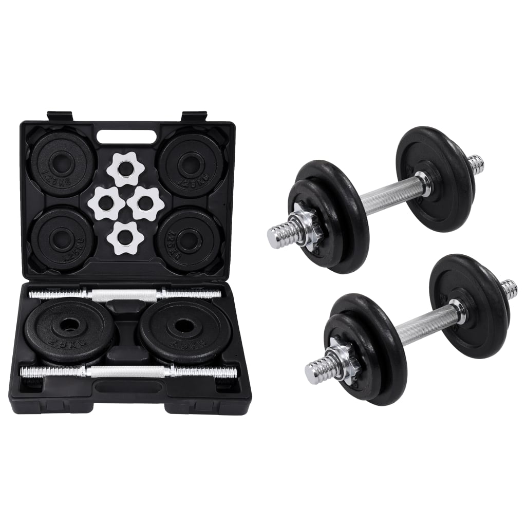 vidaXL 15 Piece Dumbbell set 20 kg Cast Iron