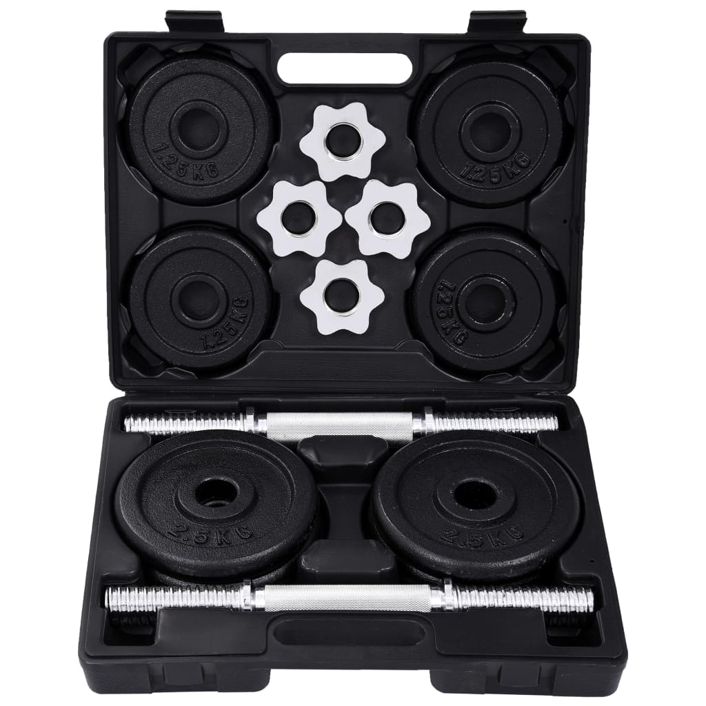 vidaXL 15 Piece Dumbbell set 20 kg Cast Iron