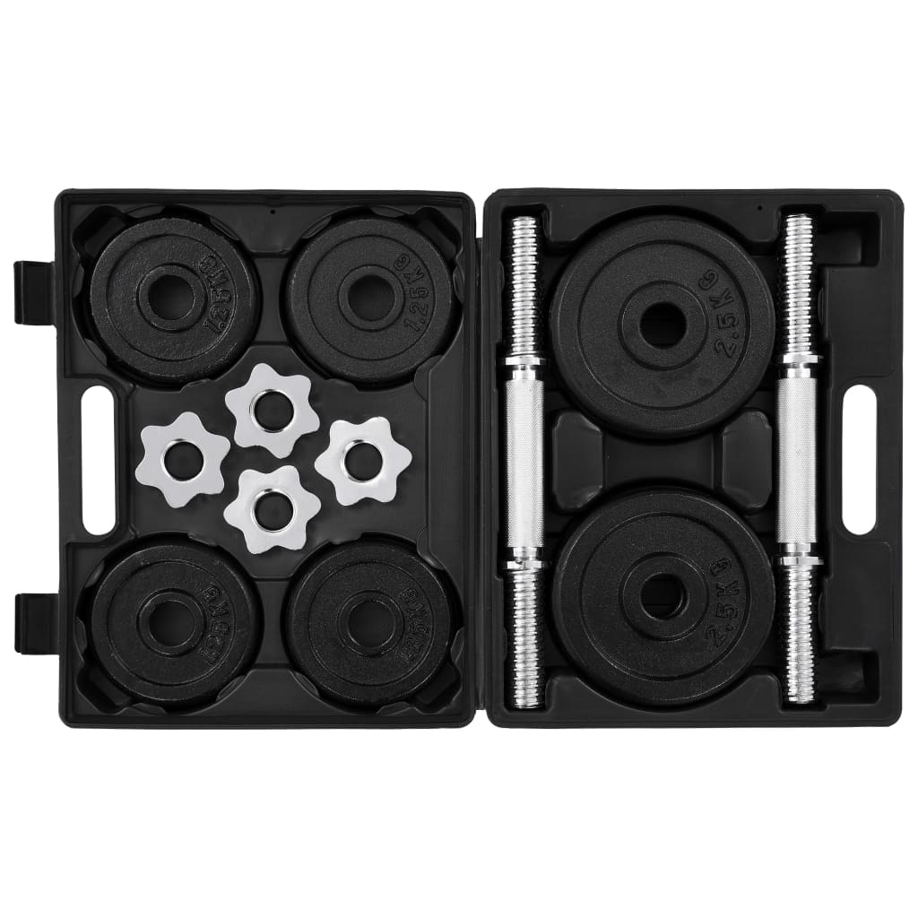 vidaXL 15 Piece Dumbbell set 20 kg Cast Iron