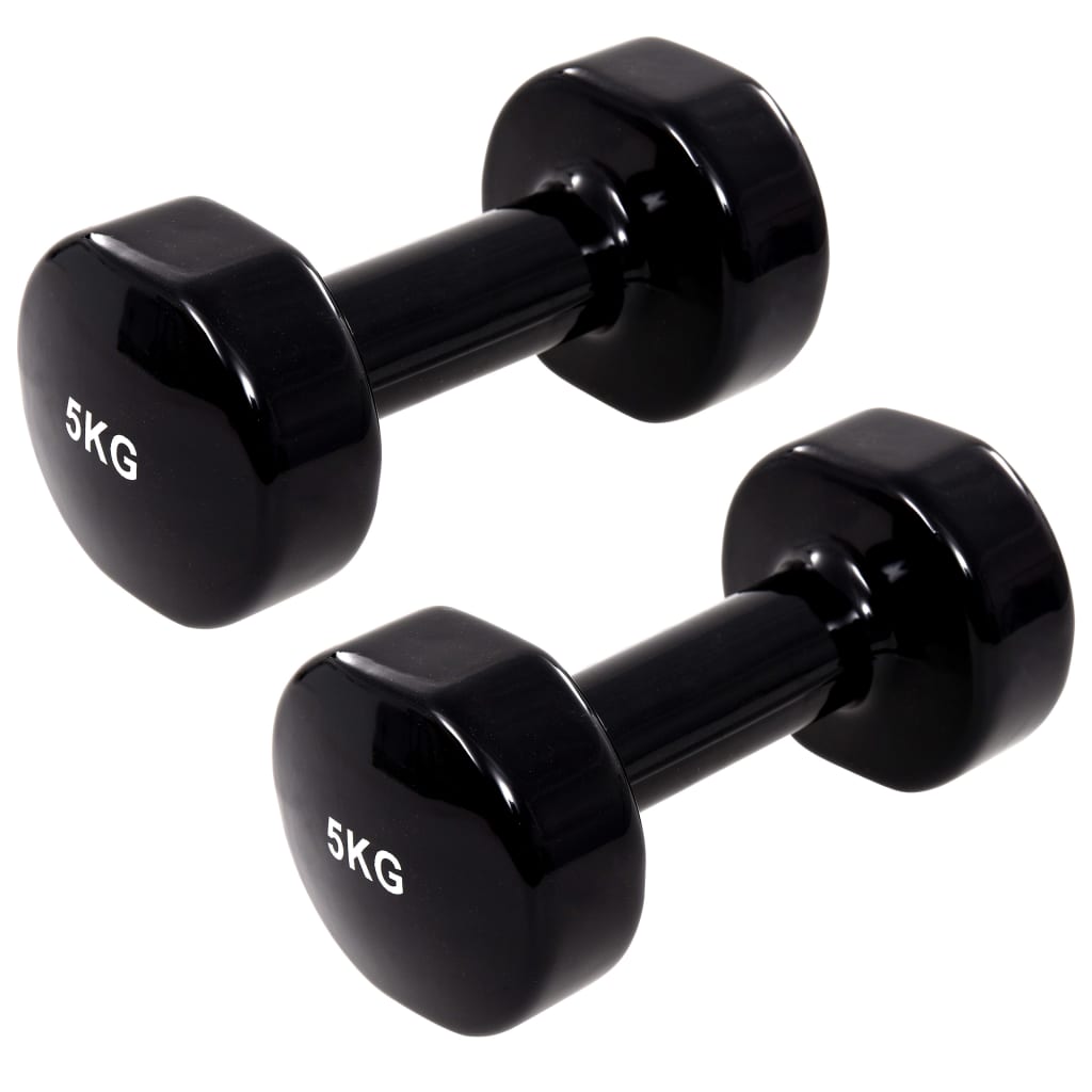 vidaXL Dumbbell 2 pcs 2x5 kg Cast Iron Black