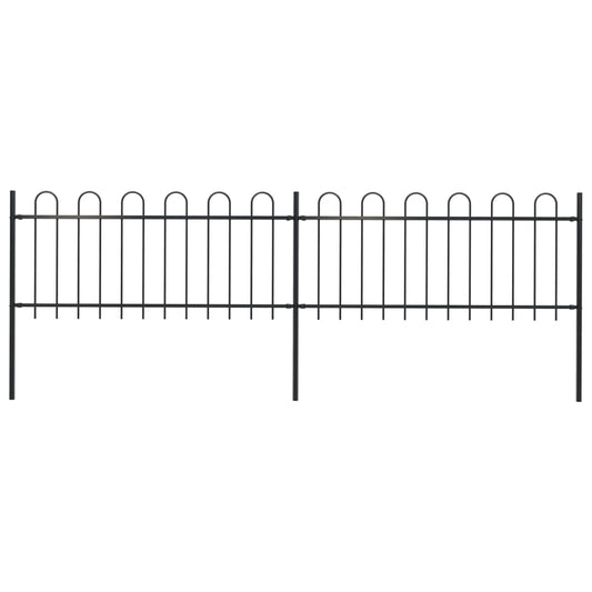 vidaXL Garden Fence with Hoop Top Steel 3.4x0.8 m Black