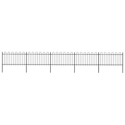 vidaXL Garden Fence with Hoop Top Steel 8.5x1 m Black