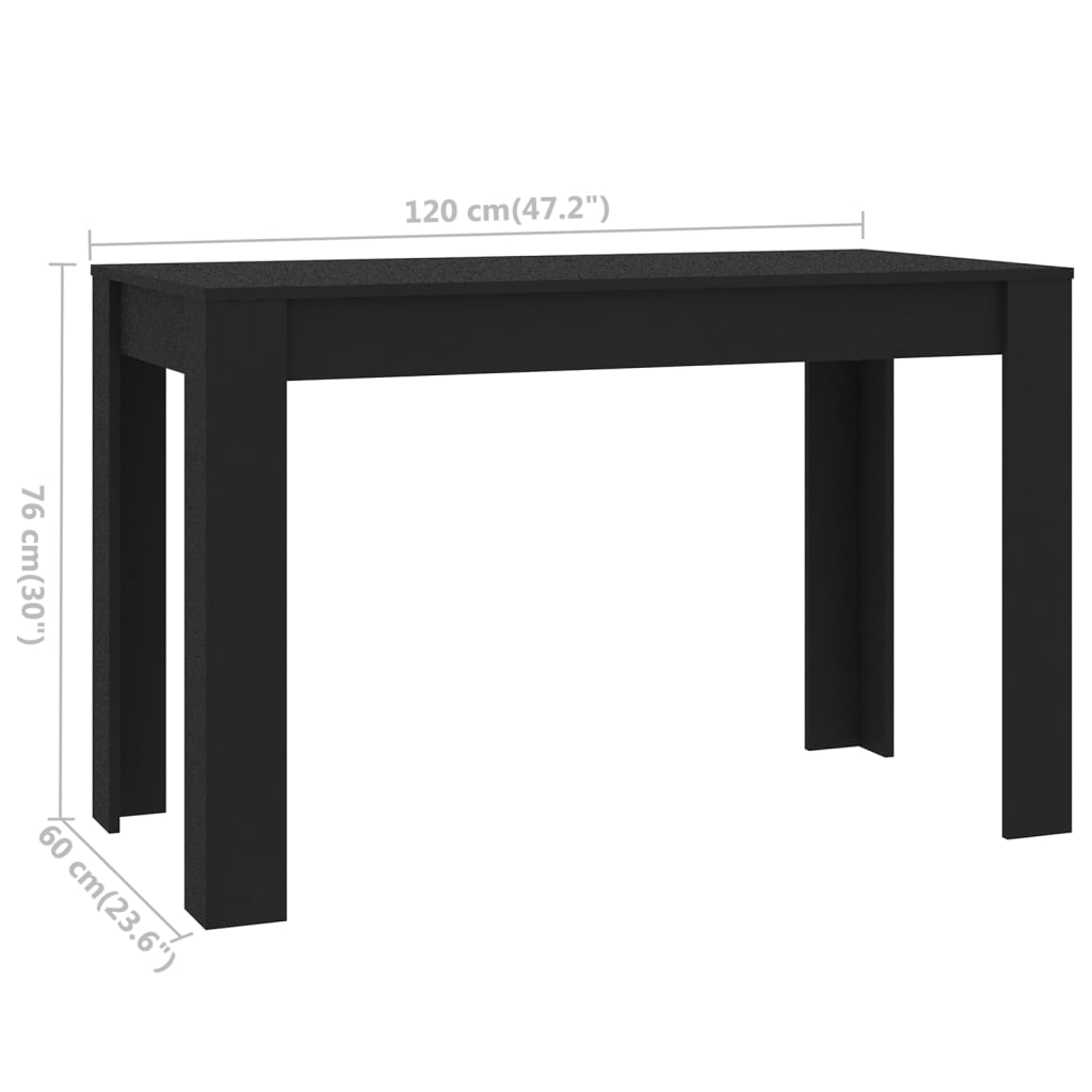 vidaXL Dining Table Black 120x60x76 cm Engineered Wood