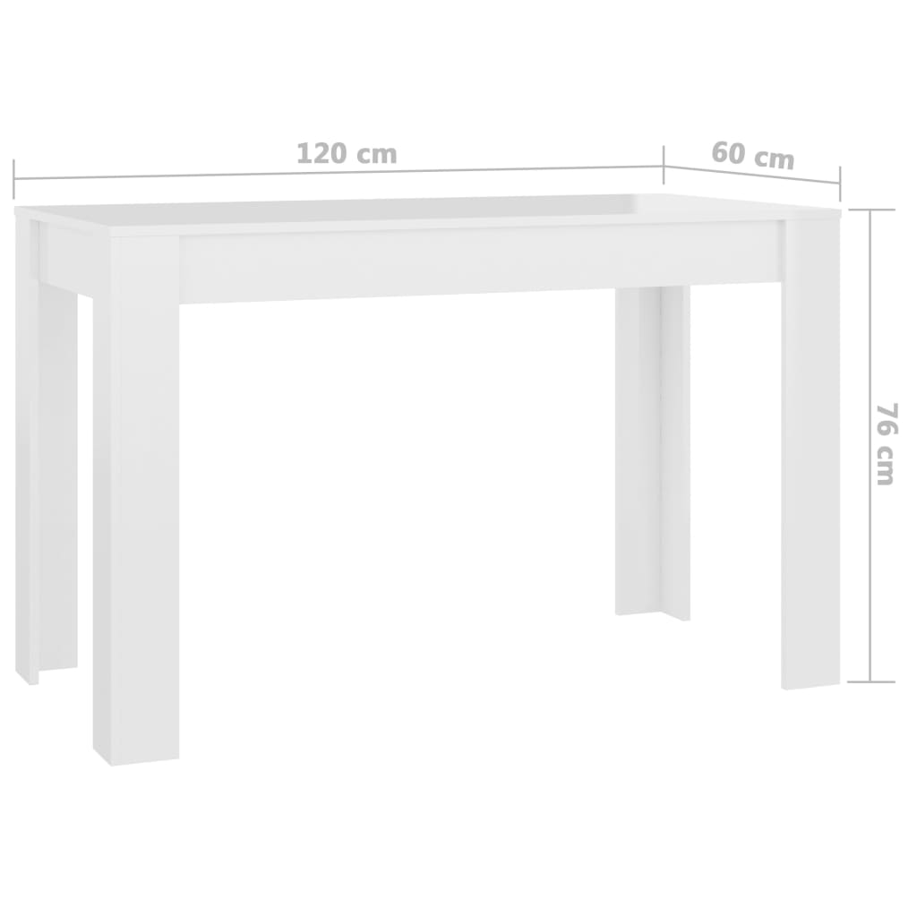 vidaXL Dining Table High Gloss White 120x60x76 cm Engineered Wood