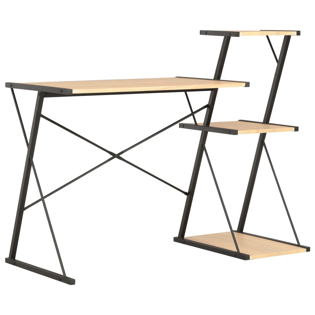 vidaXL Desk with Shelf Black and Oak 116x50x93 cm